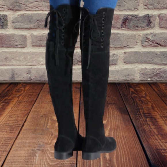 Shoe Dazzle Shoes - Malya Lace Up Over the Knee Boots